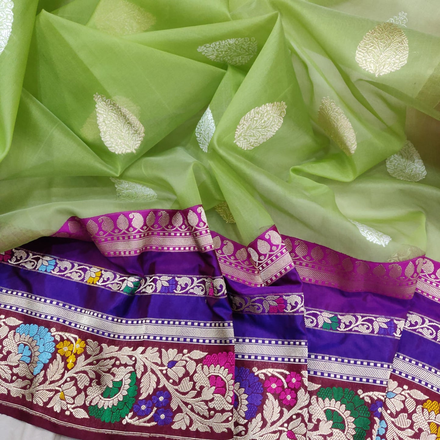 Kavi handwoven kora saree - Saffronfashionindia