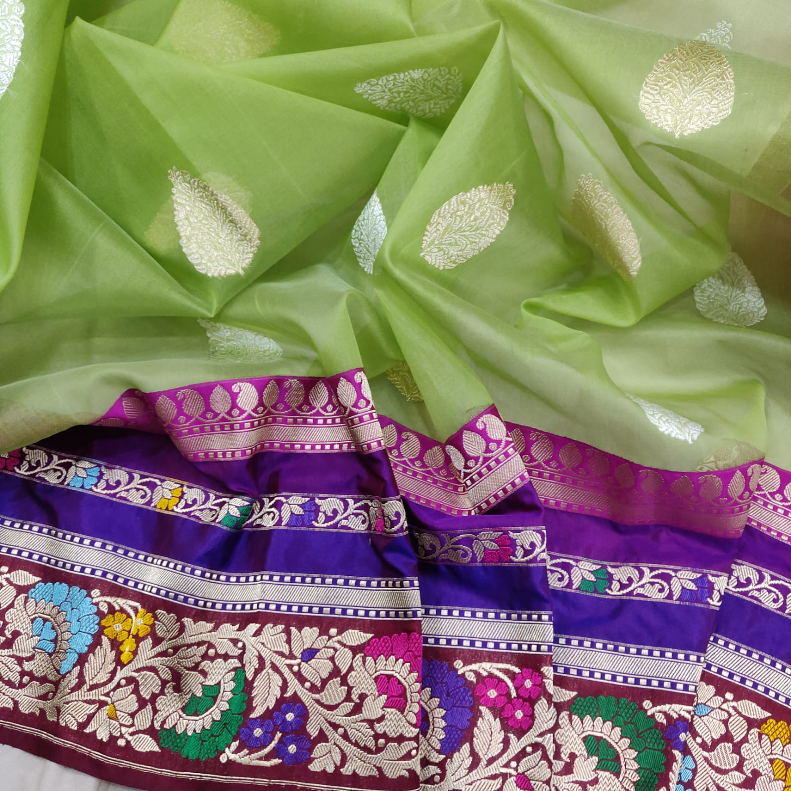 Kavi handwoven kora saree - Saffronfashionindia