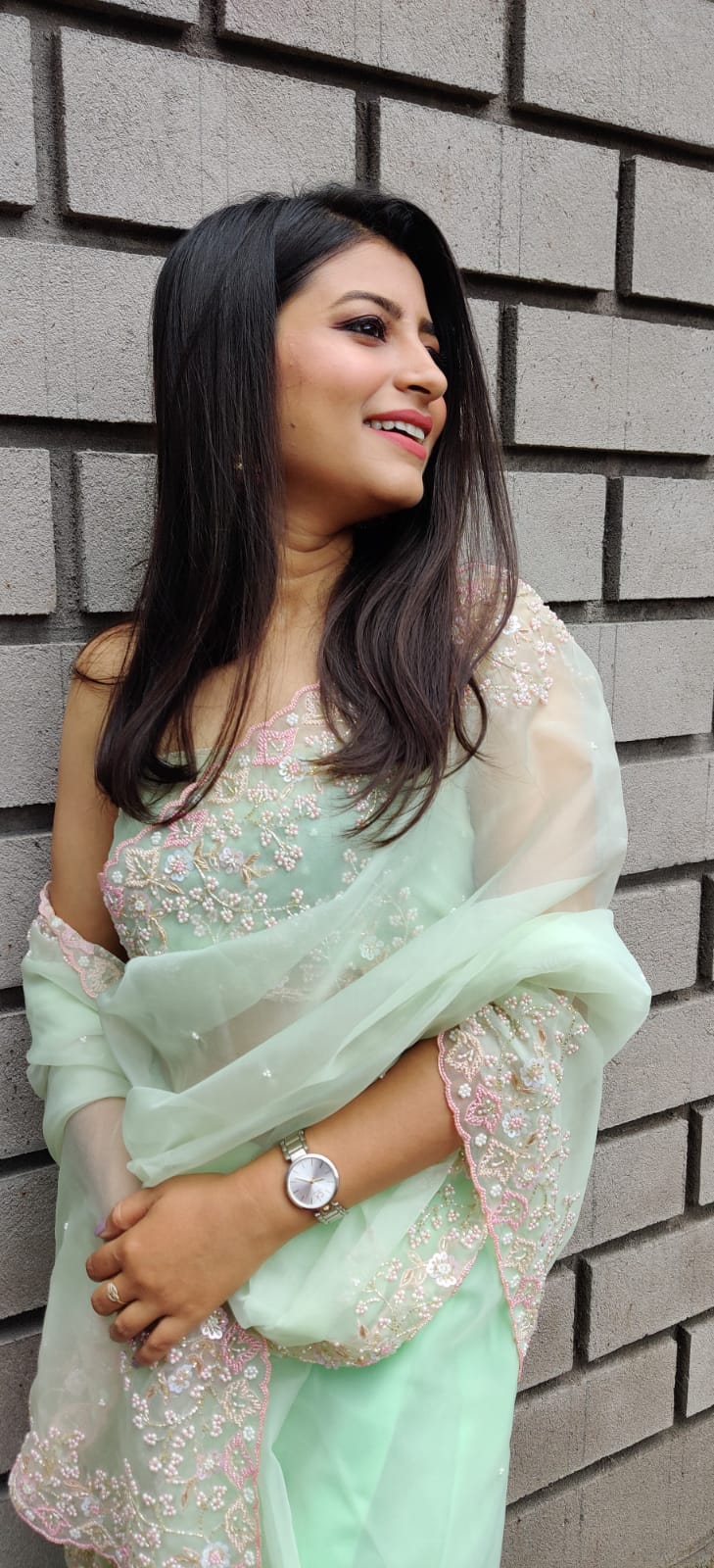 Ishu embroidery organza saree - Saffronfashionindia