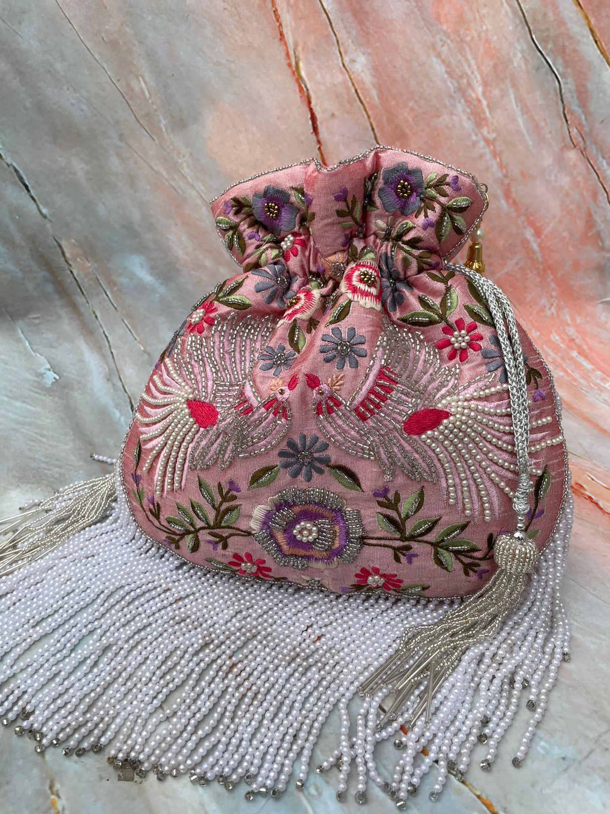 Vania embroidery potli - Saffronfashionindia