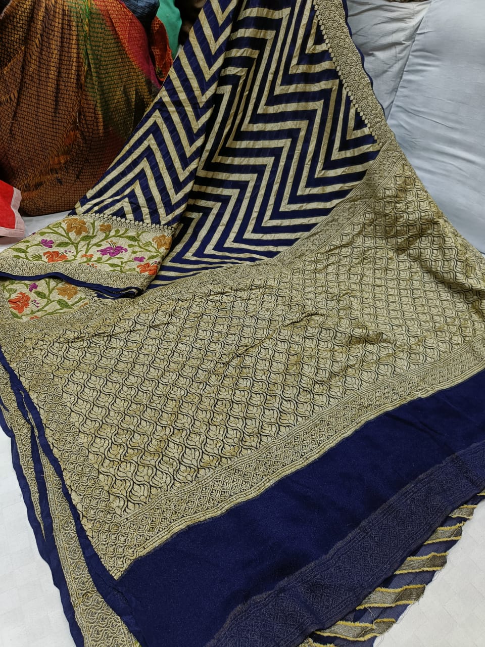 Zig zag inspired striped saree - Saffronfashionindia