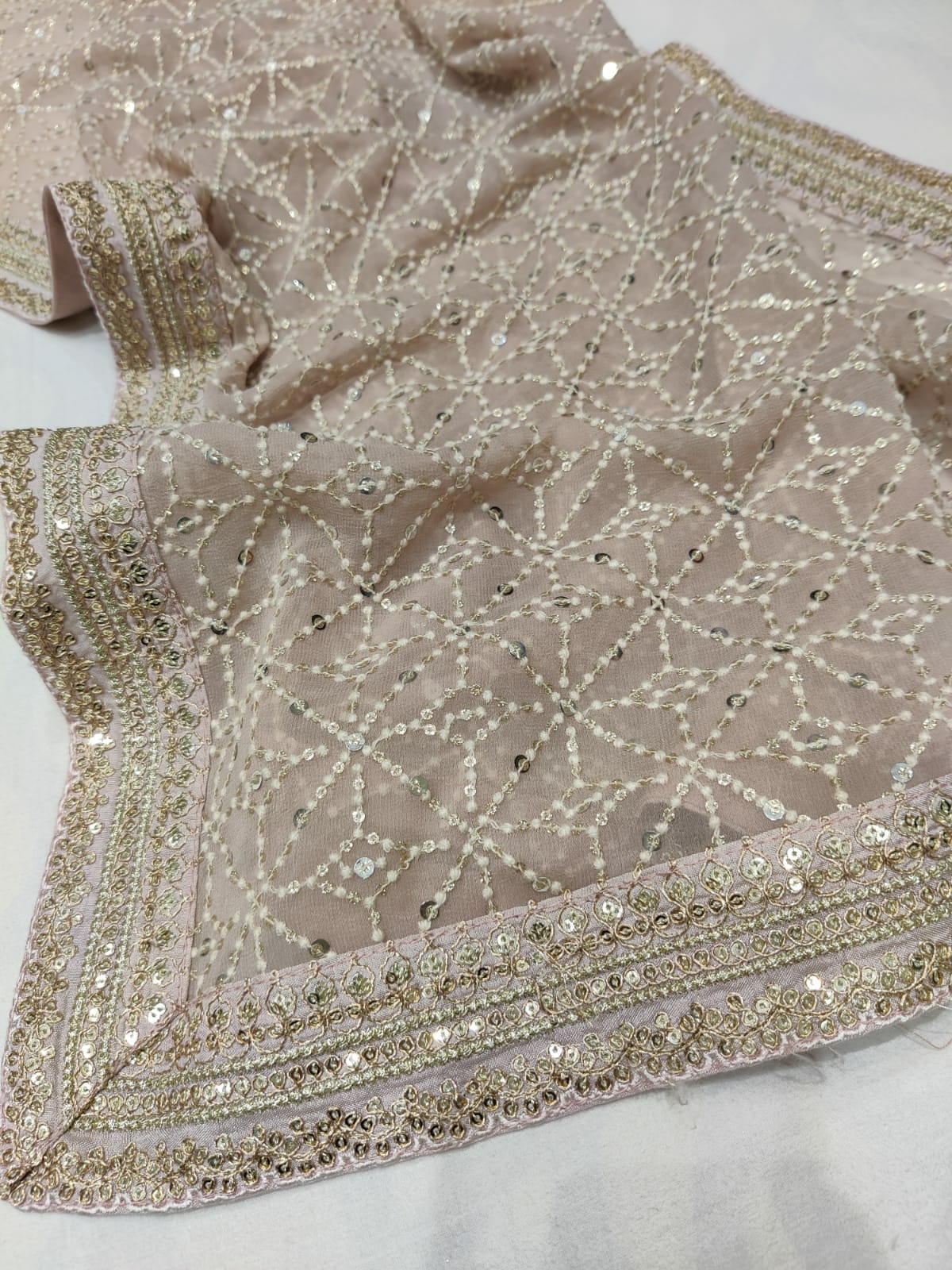 Fallon gorgette sequins saree - Saffronfashionindia