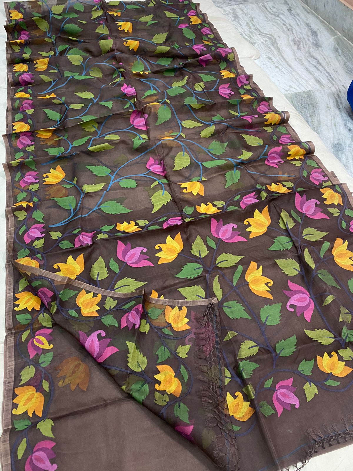 Sasha muslin jamdani saree - Saffronfashionindia