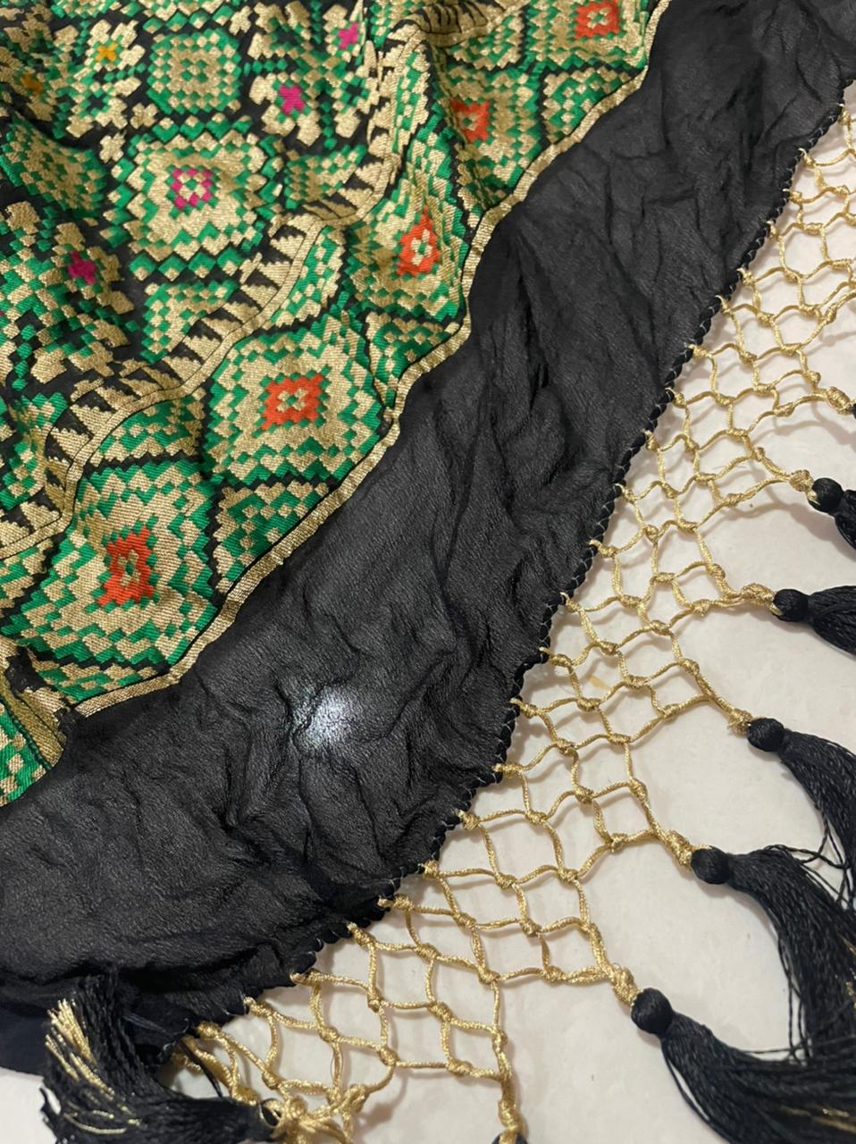 Black stunning patola dupatta - Saffronfashionindia