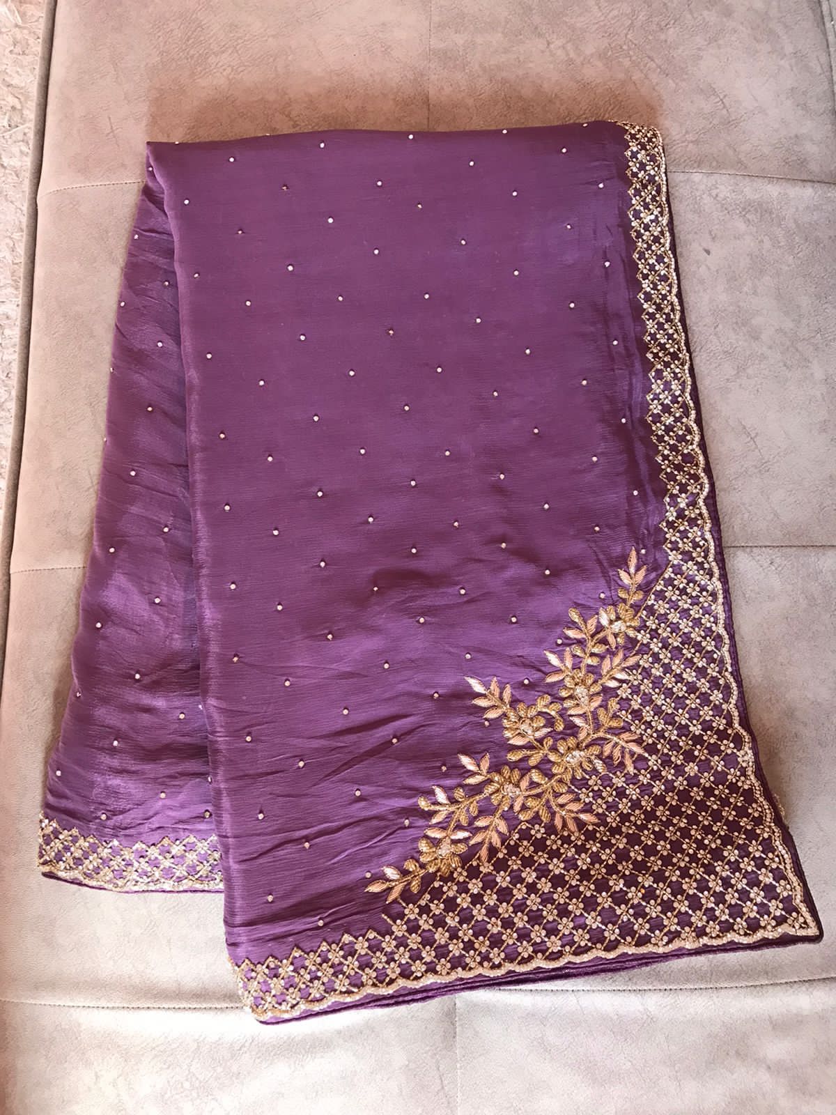 Luxury chinon inspired saree - Saffronfashionindia