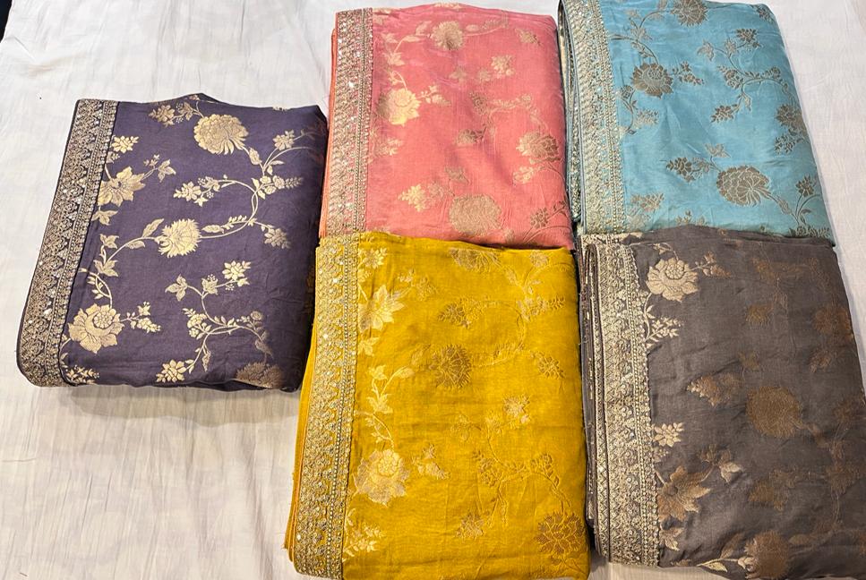 Silk sari zardosi saree - Saffronfashionindia