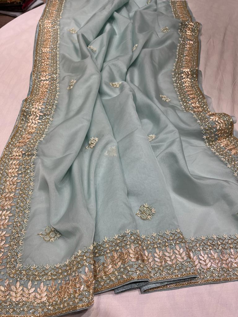 Rivaaz gottapatti saree/Pearl saree - Saffronfashionindia