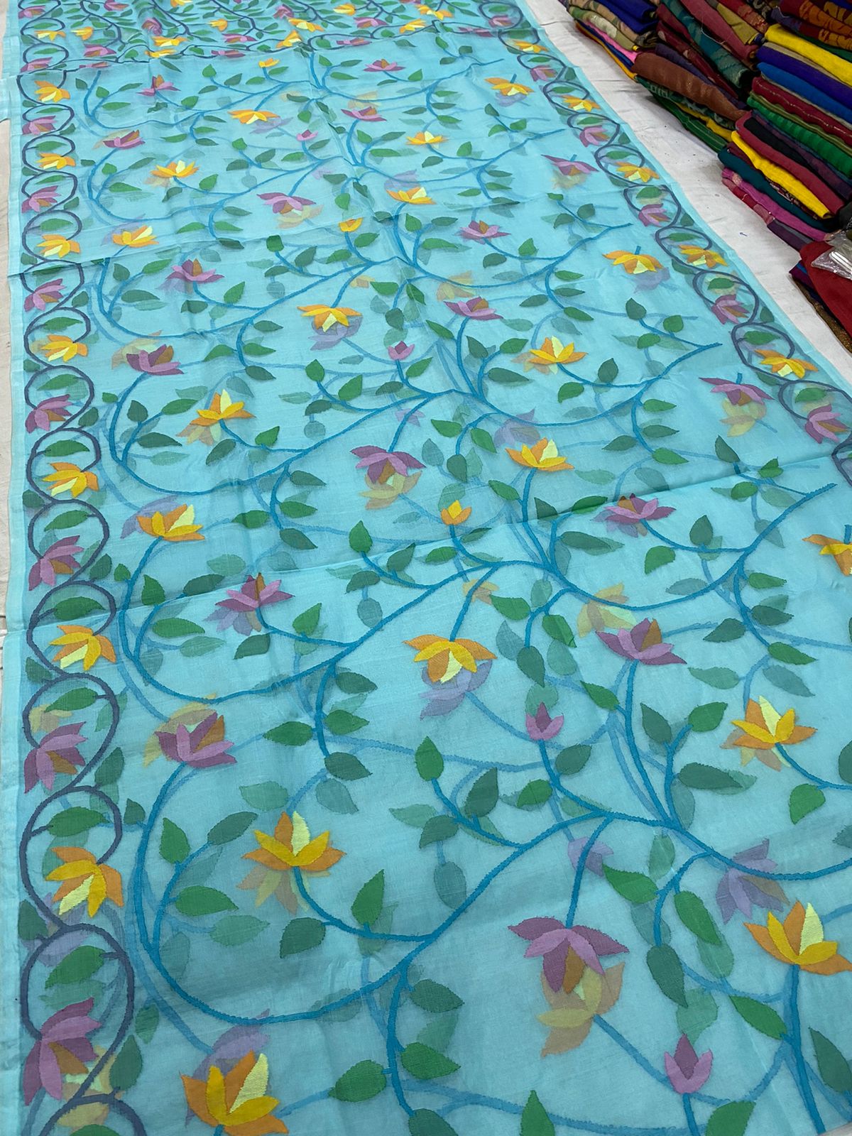 Paridhi jamdani muslin saree - Saffronfashionindia