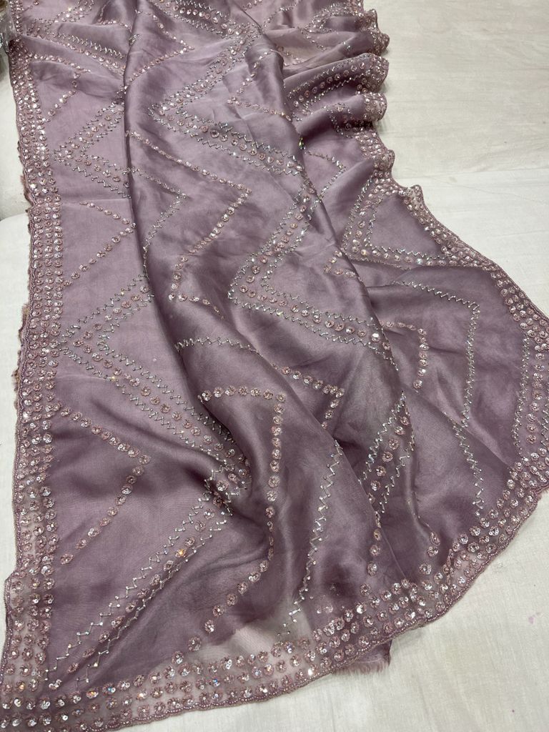 Ivara organza zardosi saree - Saffronfashionindia