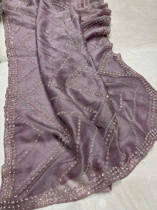 Ivara organza zardosi saree - Saffronfashionindia