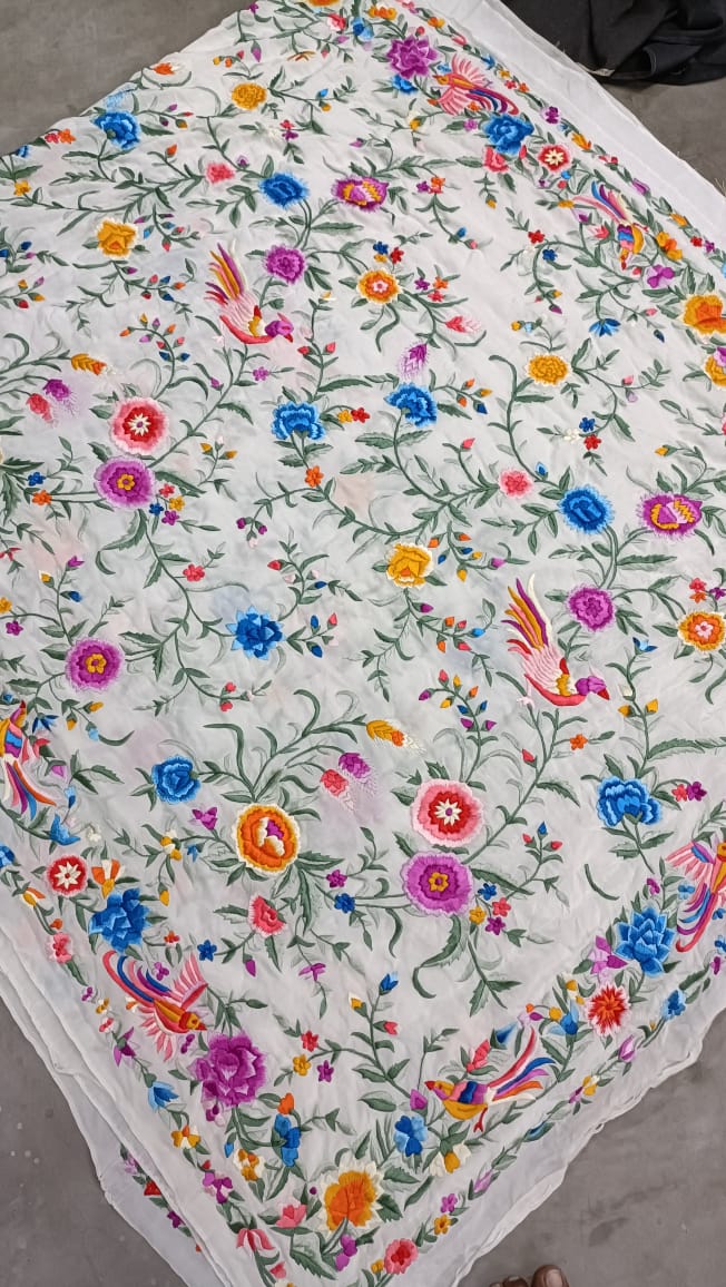 Suvedha crepe Parsi gara saree - Saffronfashionindia