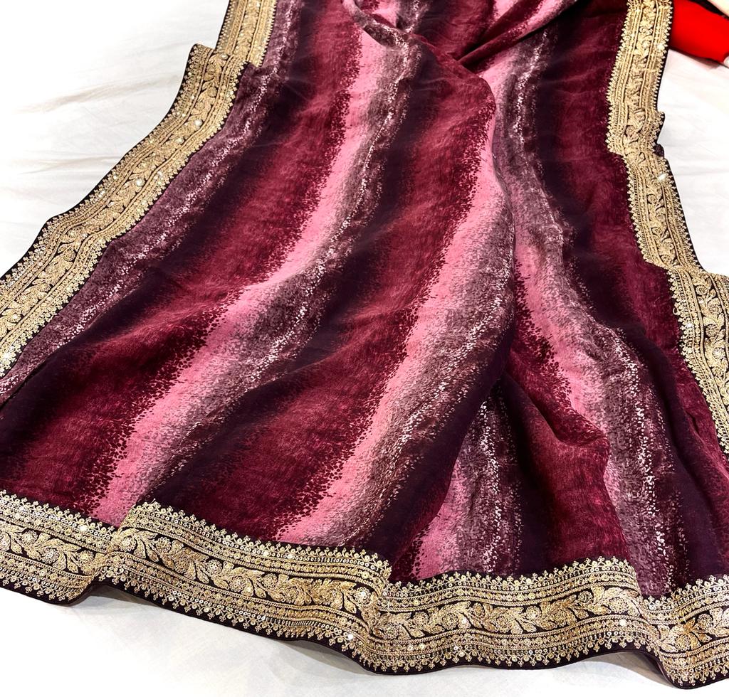 Perisha gorgette saree - Saffronfashionindia