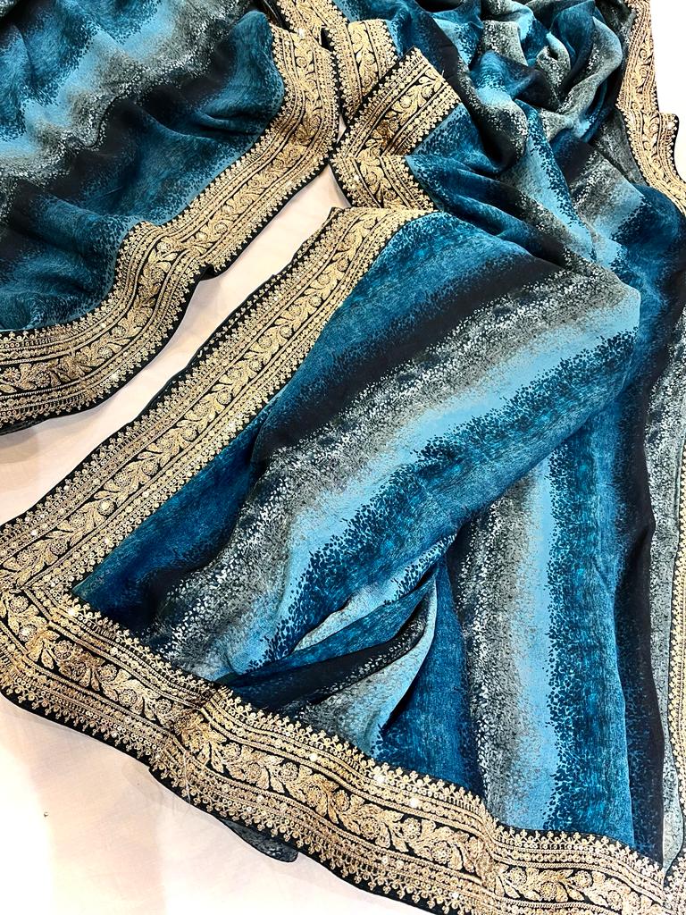 Perisha gorgette saree - Saffronfashionindia