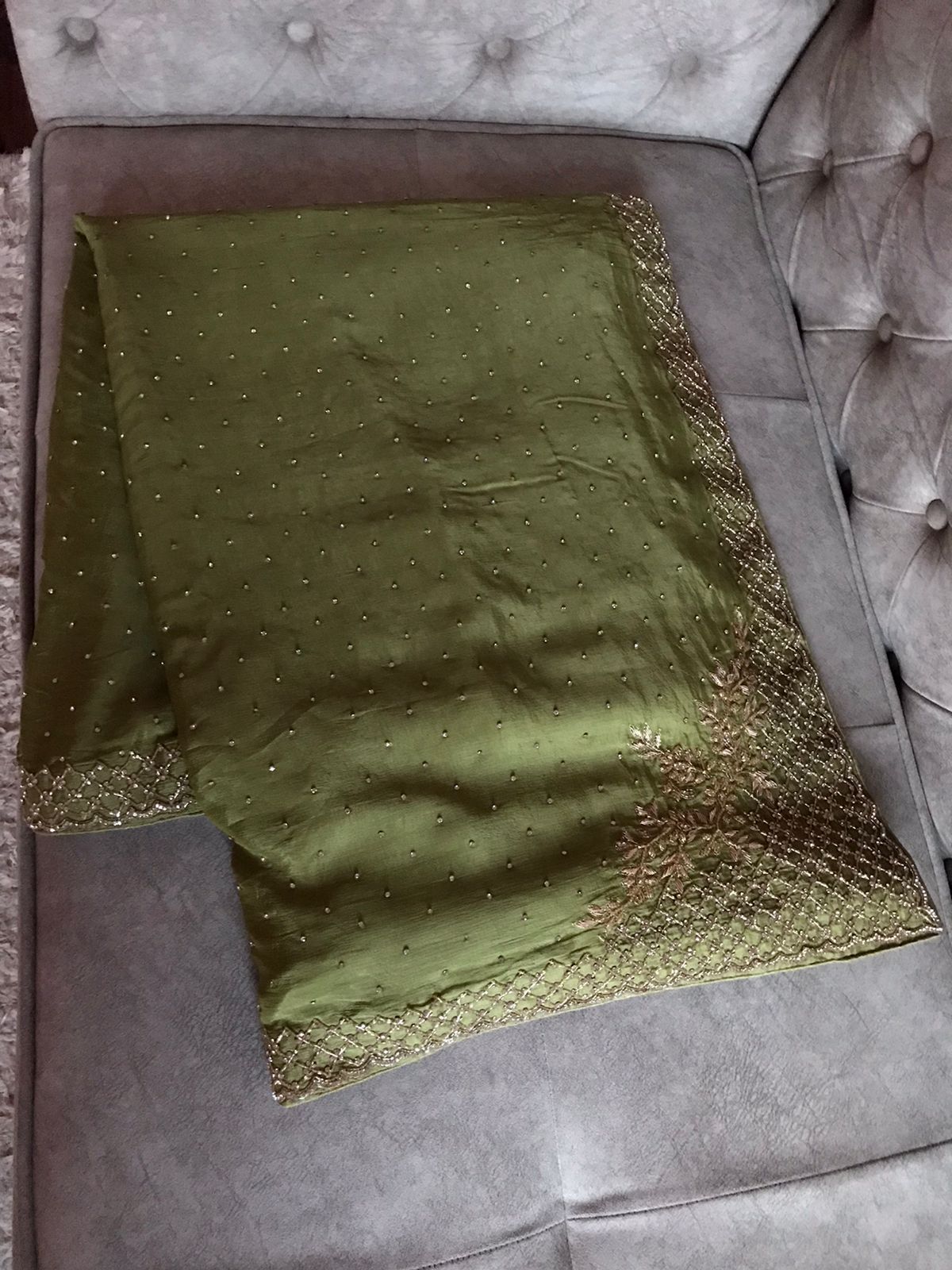 Luxury chinon inspired saree - Saffronfashionindia