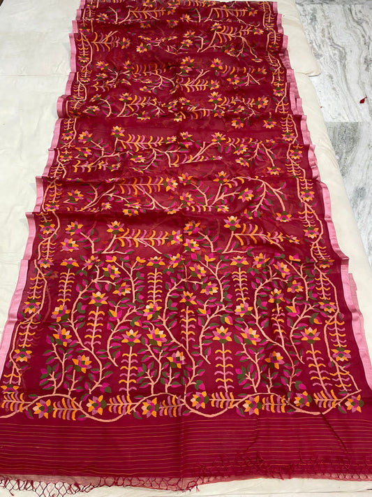 Ruksar muslin jamdani saree - Saffronfashionindia