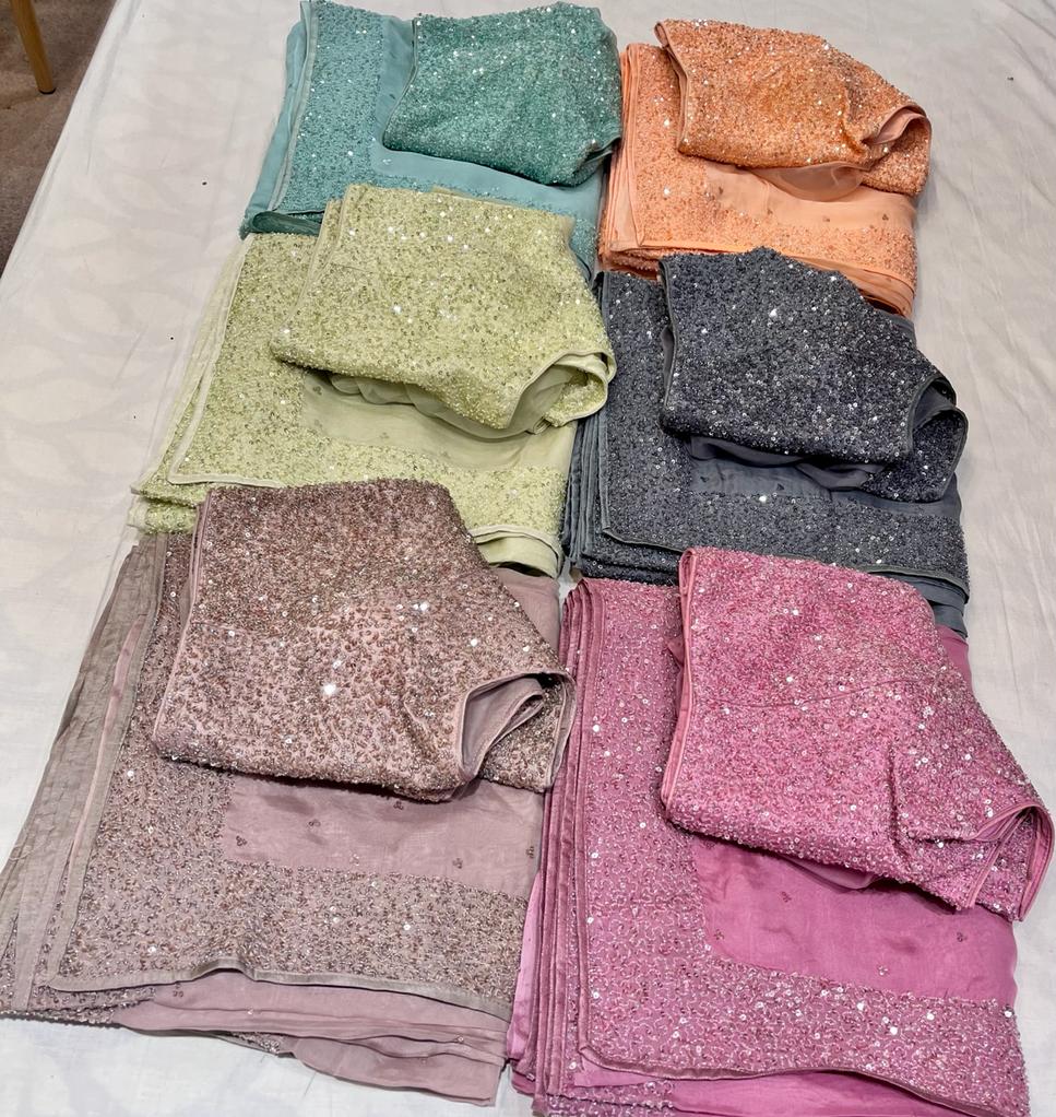 Posh organza sequins saree - Saffronfashionindia