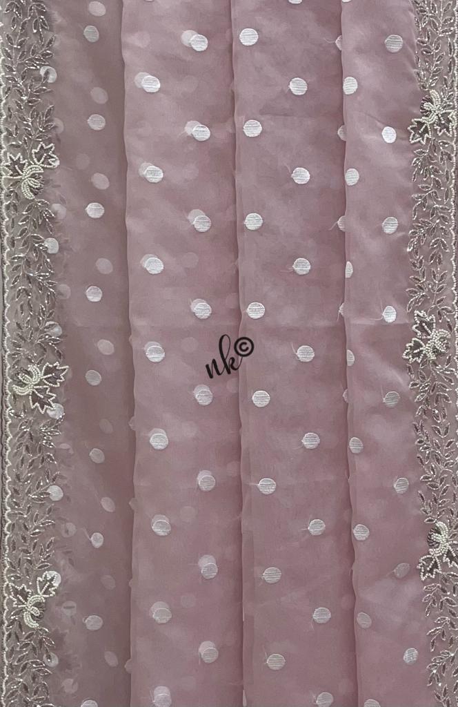 Polka dot organza saree - Saffronfashionindia