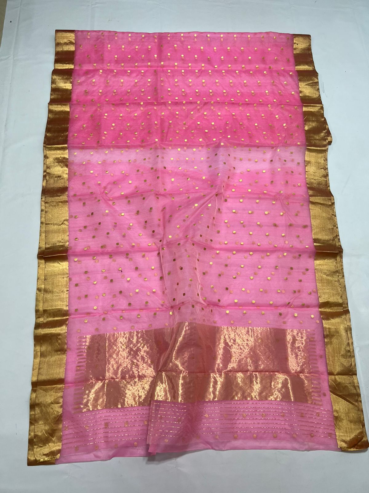 Pinakha Chanderi pink saree - Saffronfashionindia