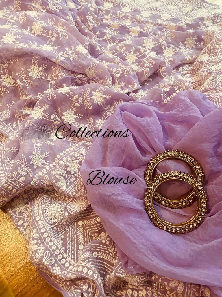 Pishika Chikankari gorgette saree - Saffronfashionindia