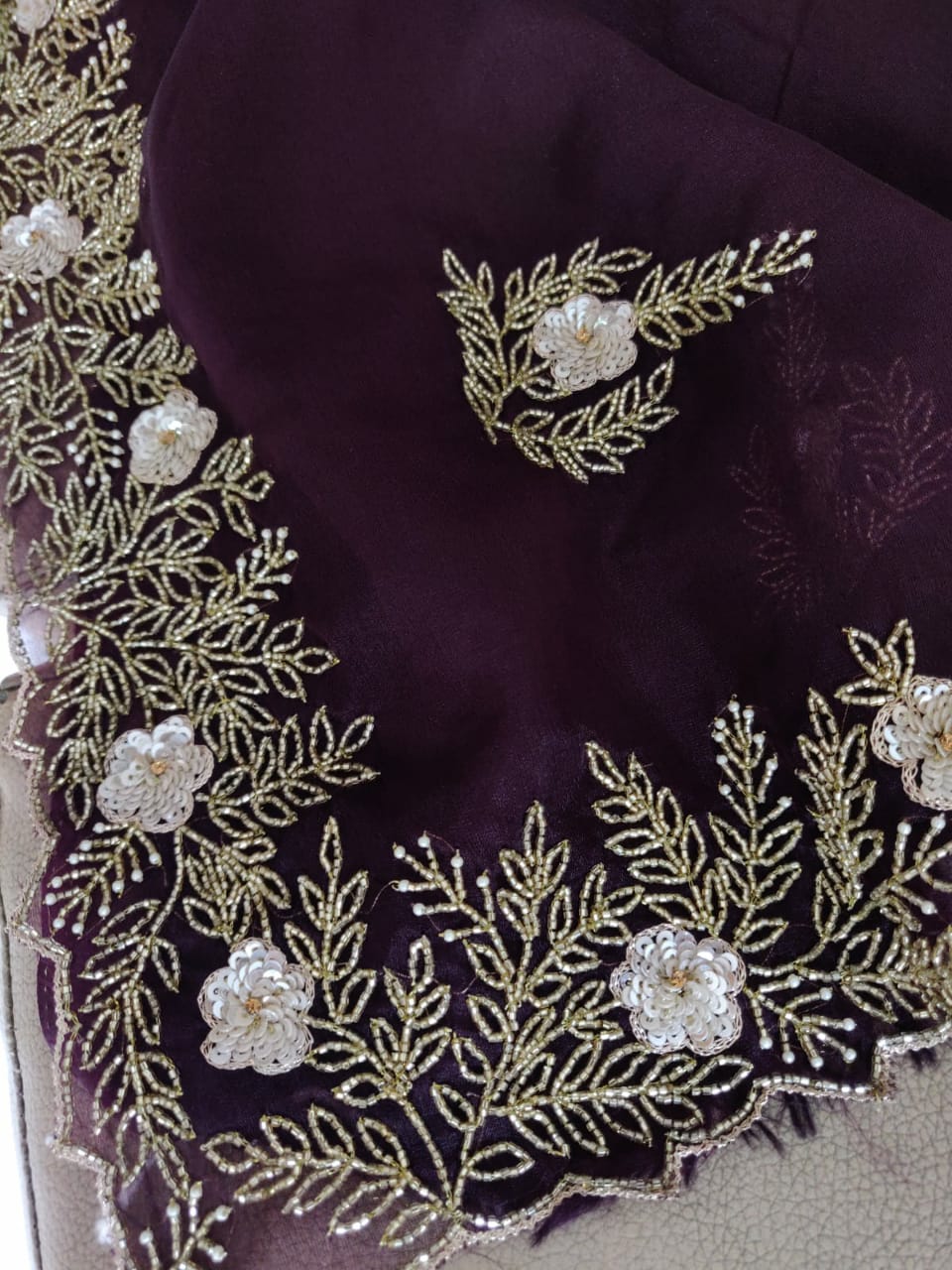 Peshawar purple saree - Saffronfashionindia