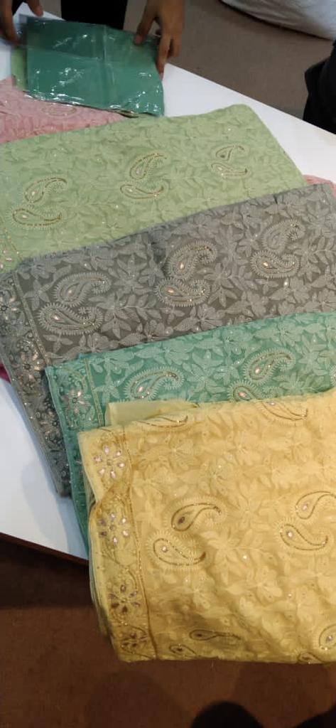 Handmade Chikankari gottapatti saree - Saffronfashionindia