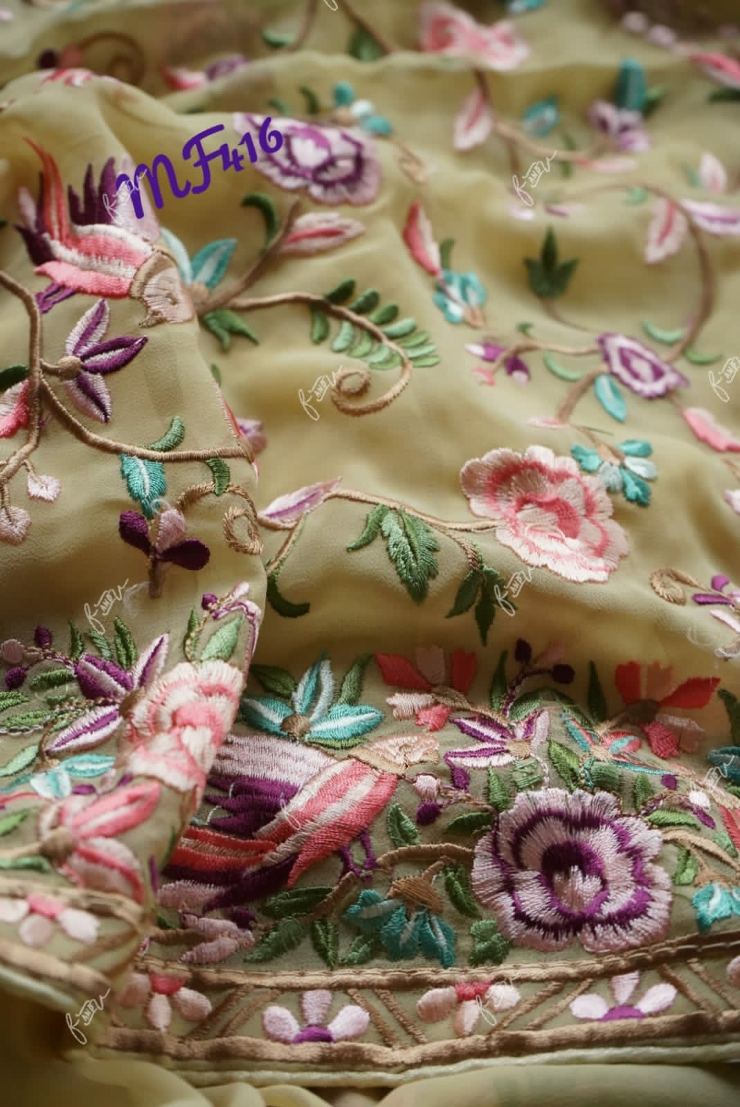 Velecia embroidery saree - Saffronfashionindia
