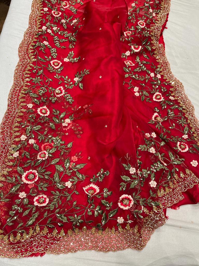 Iris embroidered saree - Saffronfashionindia
