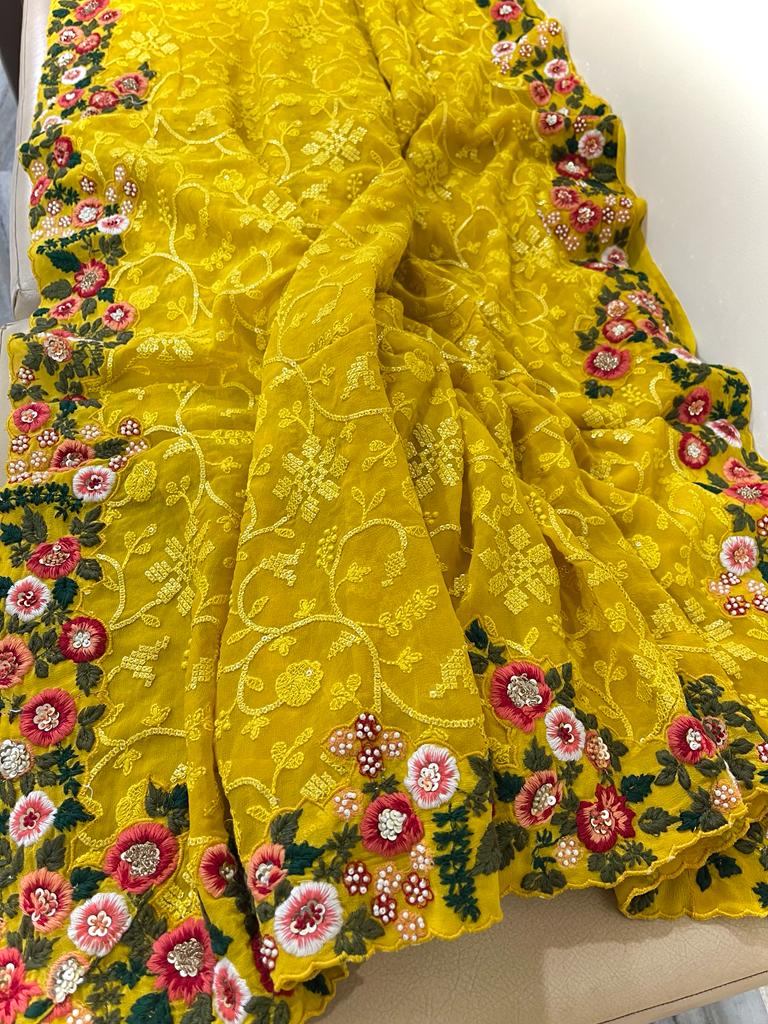 Naisha Embroidered saree - Saffronfashionindia