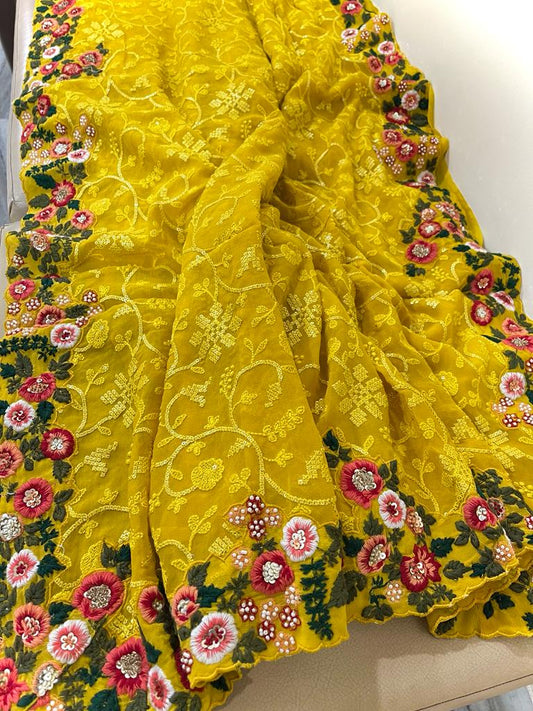 Naisha Embroidered saree - Saffronfashionindia