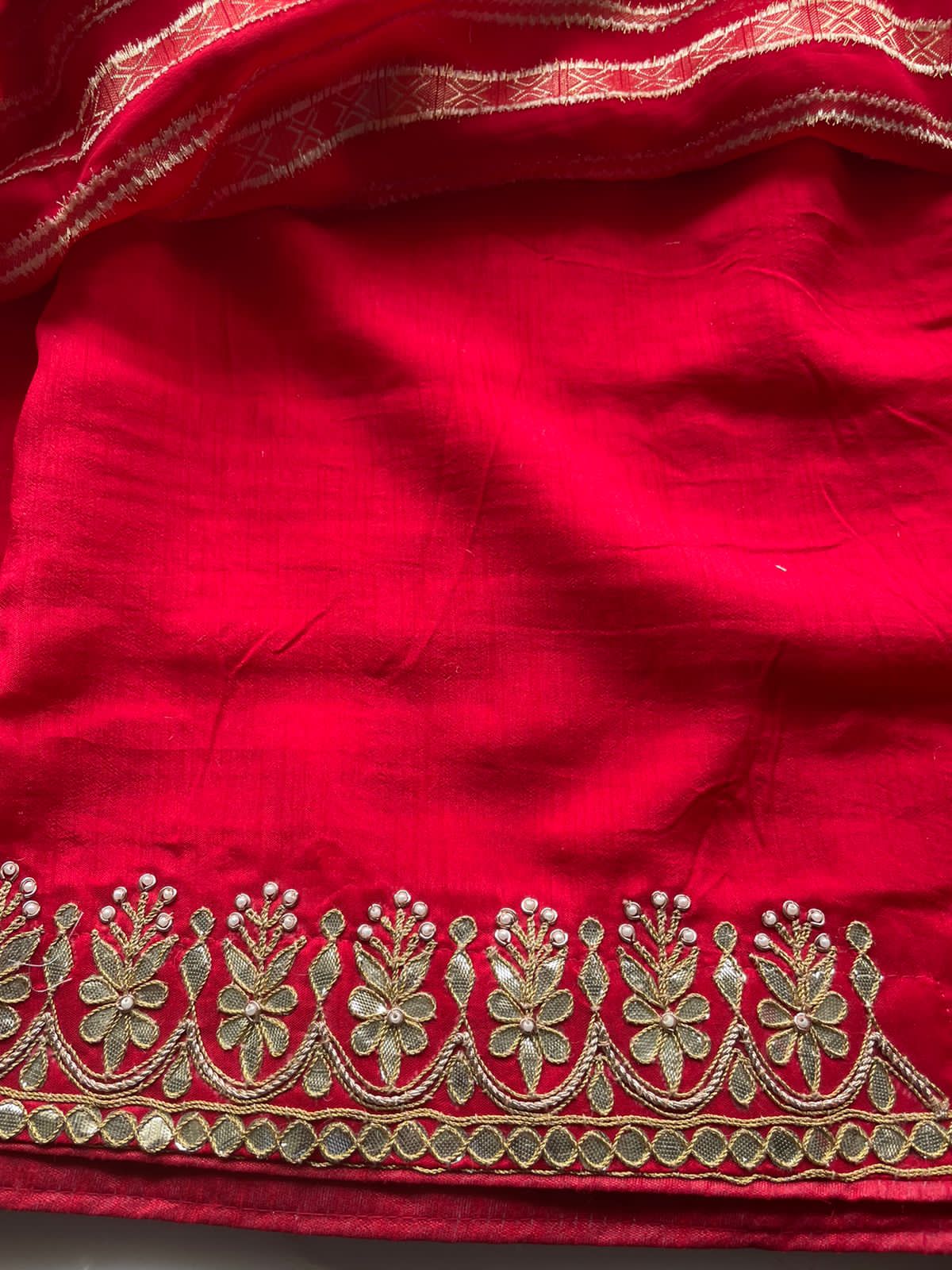 Red munga gottapatti saree - Saffronfashionindia