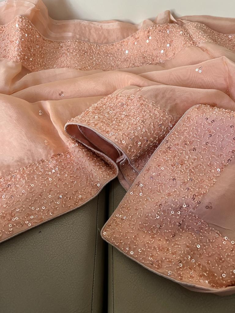 Navika organza pearl saree - Saffronfashionindia