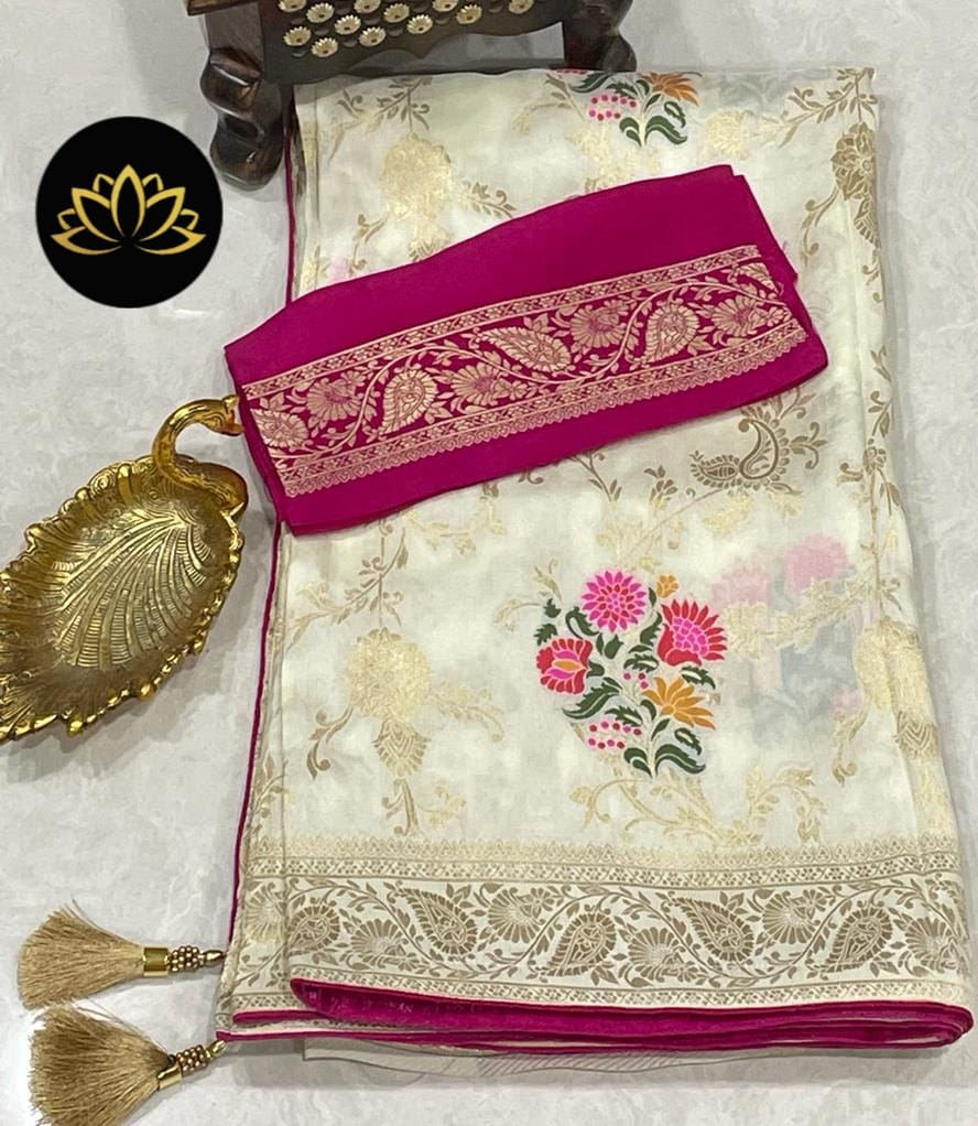 Avika banarsi moonga saree - Saffronfashionindia