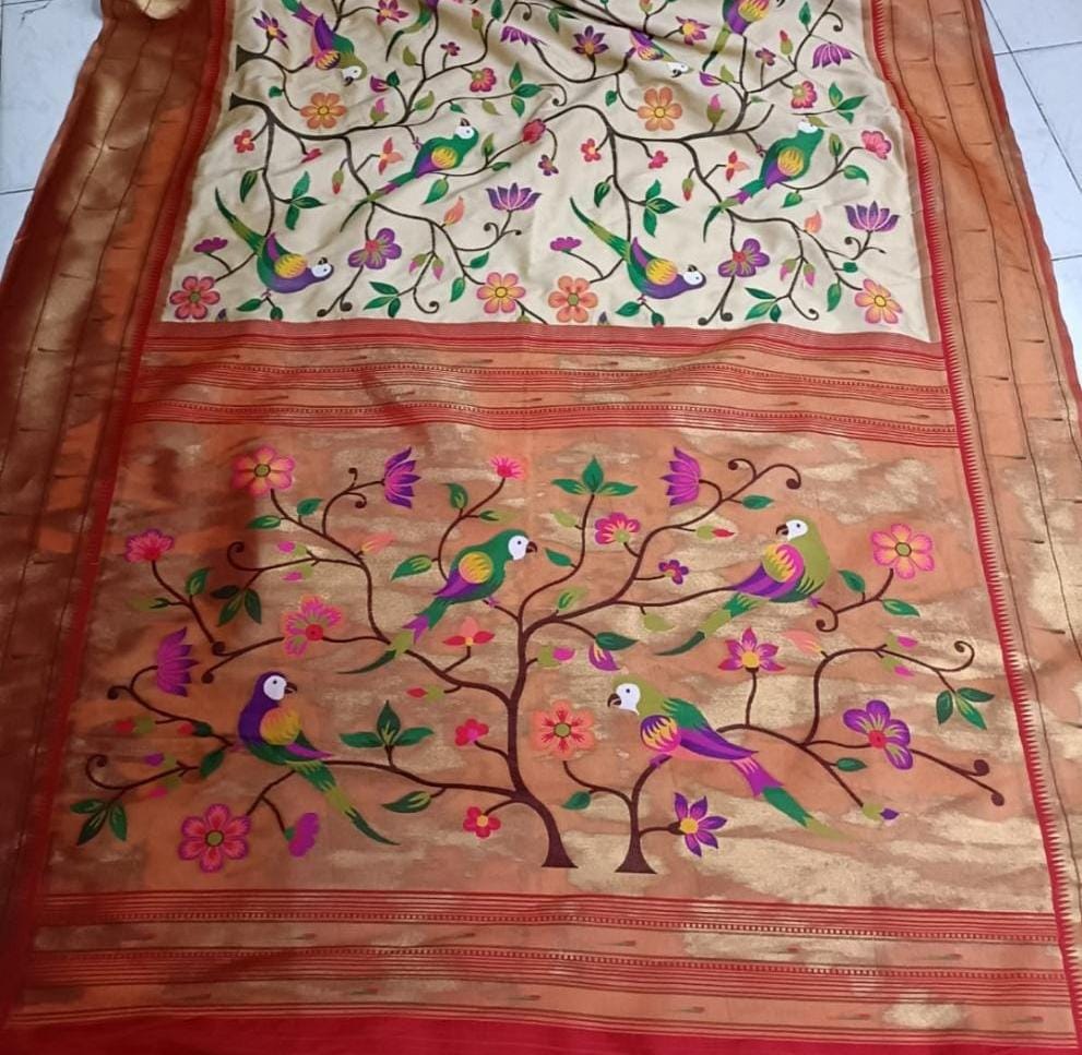 Handwoven Paithani inspired saree - Saffronfashionindia