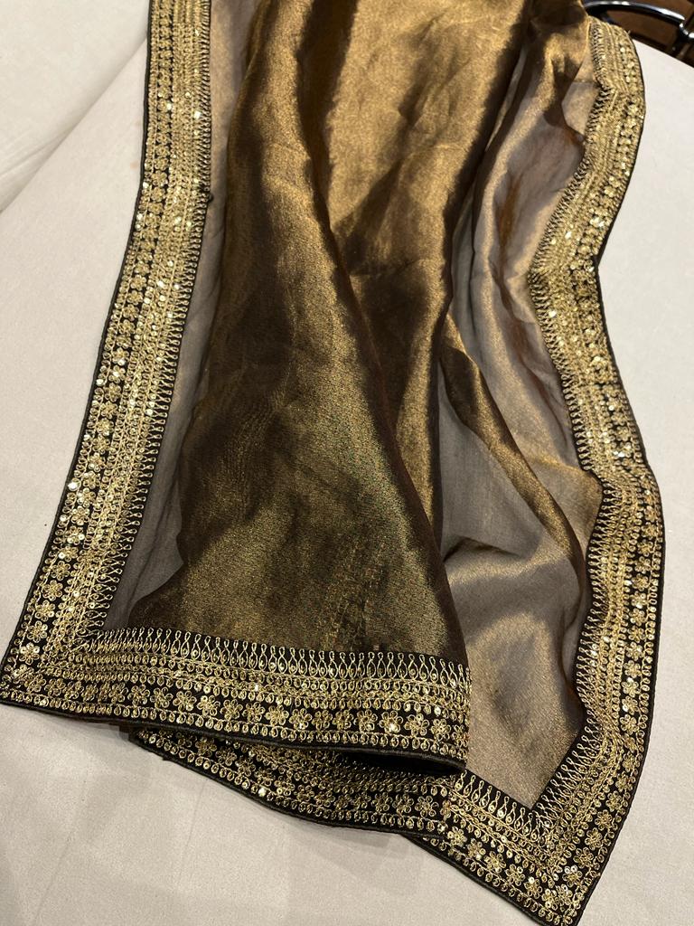 Kanjeevaram inspired tissue saree - Saffronfashionindia