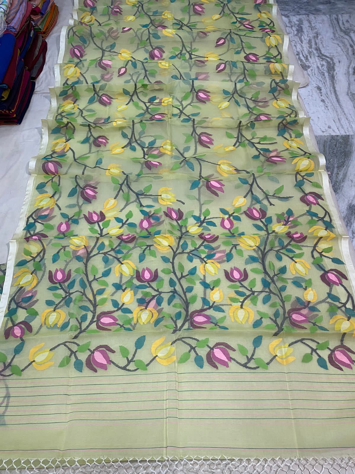 Narni muslin jamdani saree - Saffronfashionindia