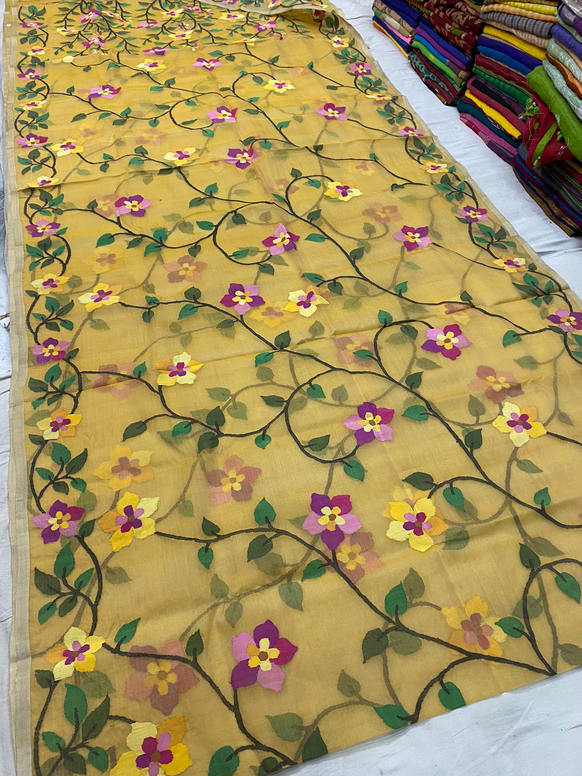Maulvi muslin jamdani saree - Saffronfashionindia