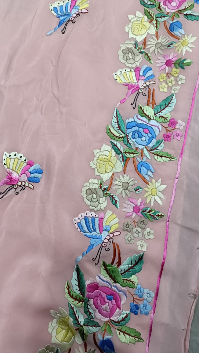 Pink beautiful Parsi gara saree - Saffronfashionindia