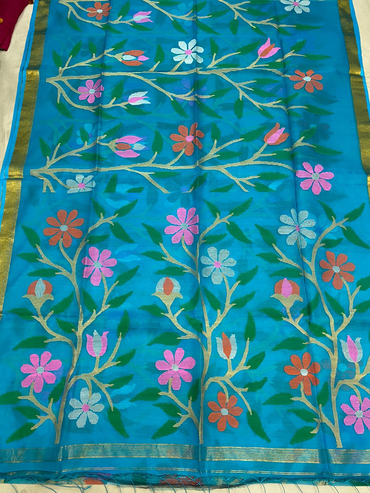 Nisha muslin jamdani saree - Saffronfashionindia