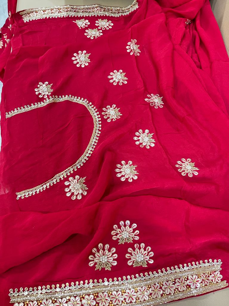 Red riding hood inspired saree - Saffronfashionindia