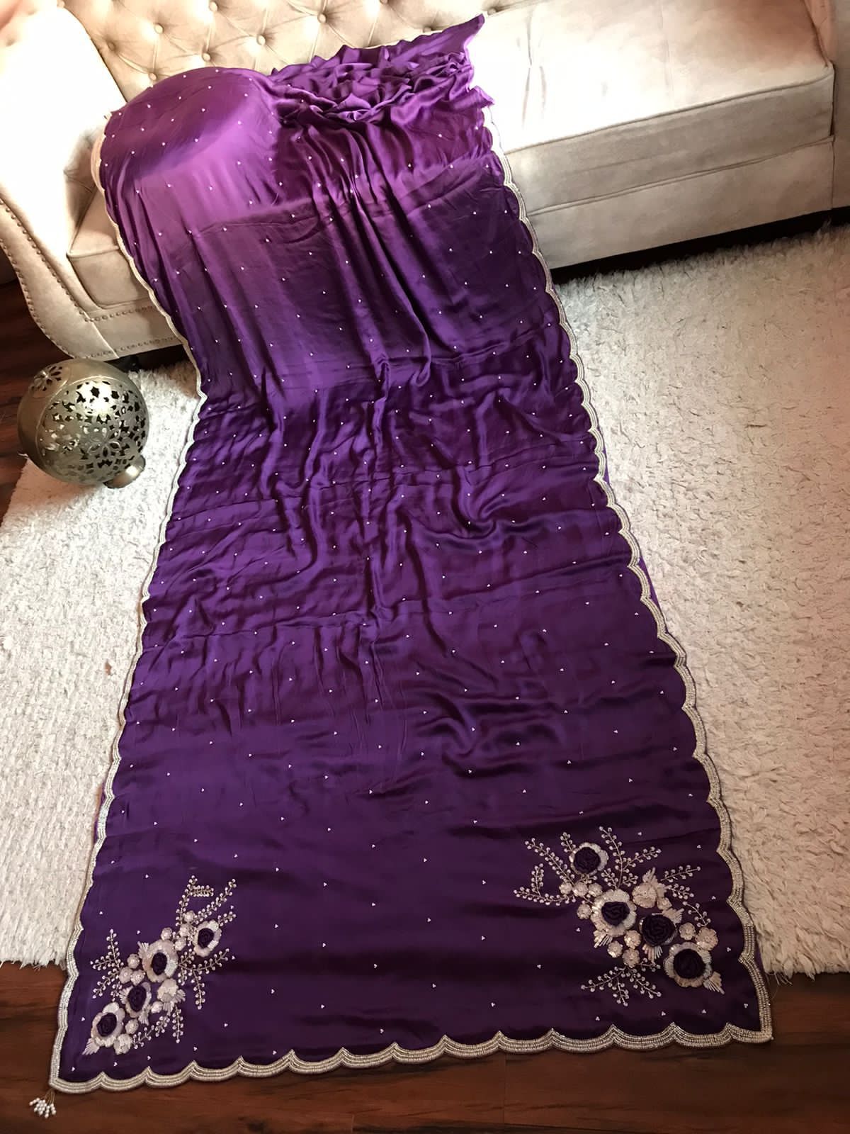 Anisha luxury satin saree - Saffronfashionindia