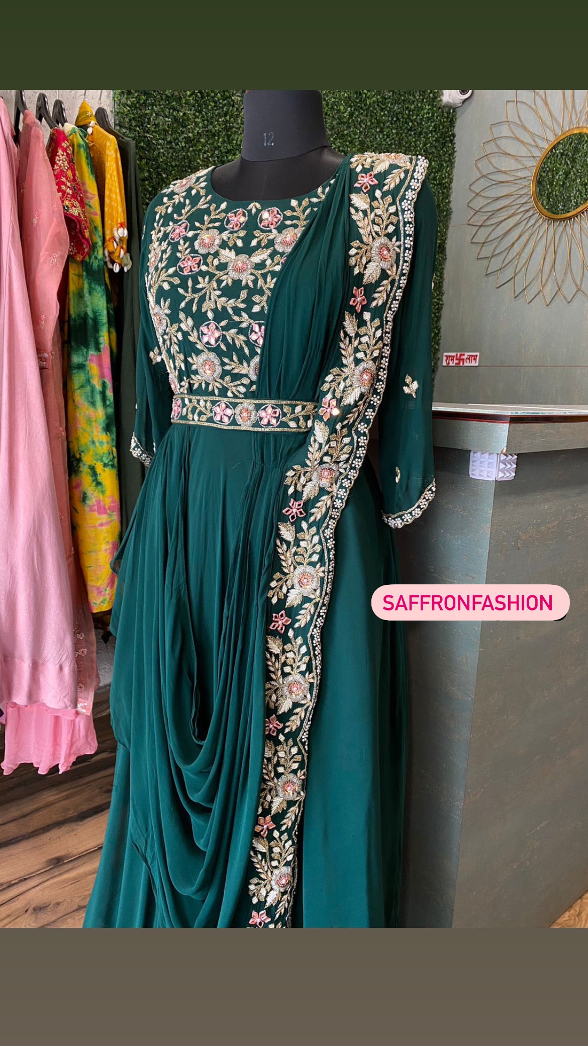 Susan green ready gown - Saffronfashionindia