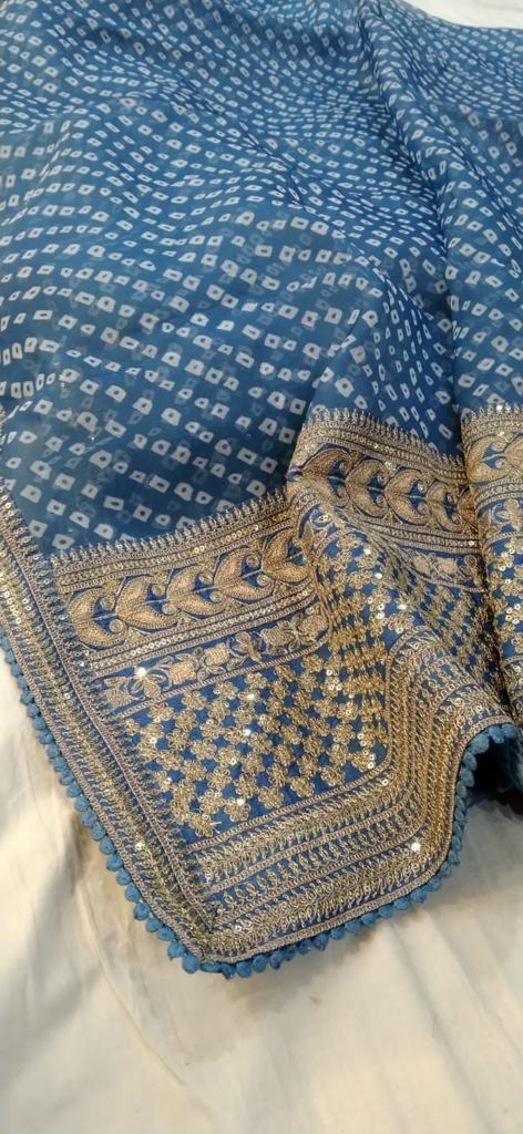 Bandhani styled organza saree - Saffronfashionindia