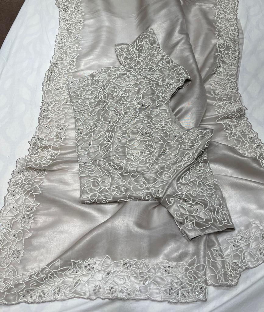 Fairly Pearl saree - Saffronfashionindia