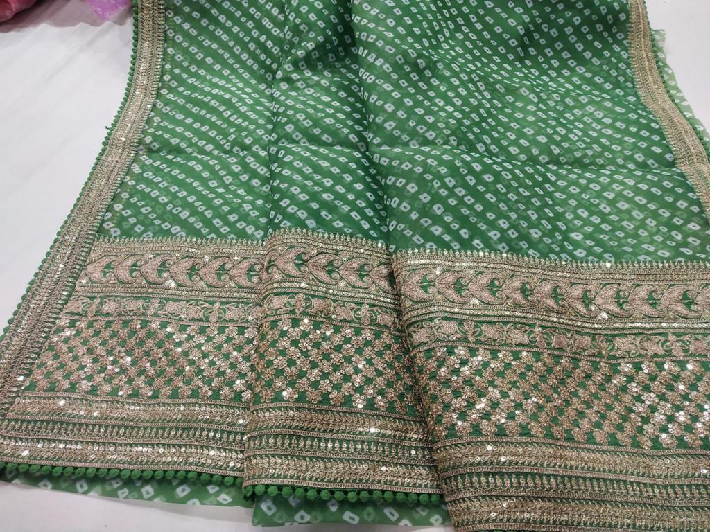 Bandhani styled organza saree - Saffronfashionindia