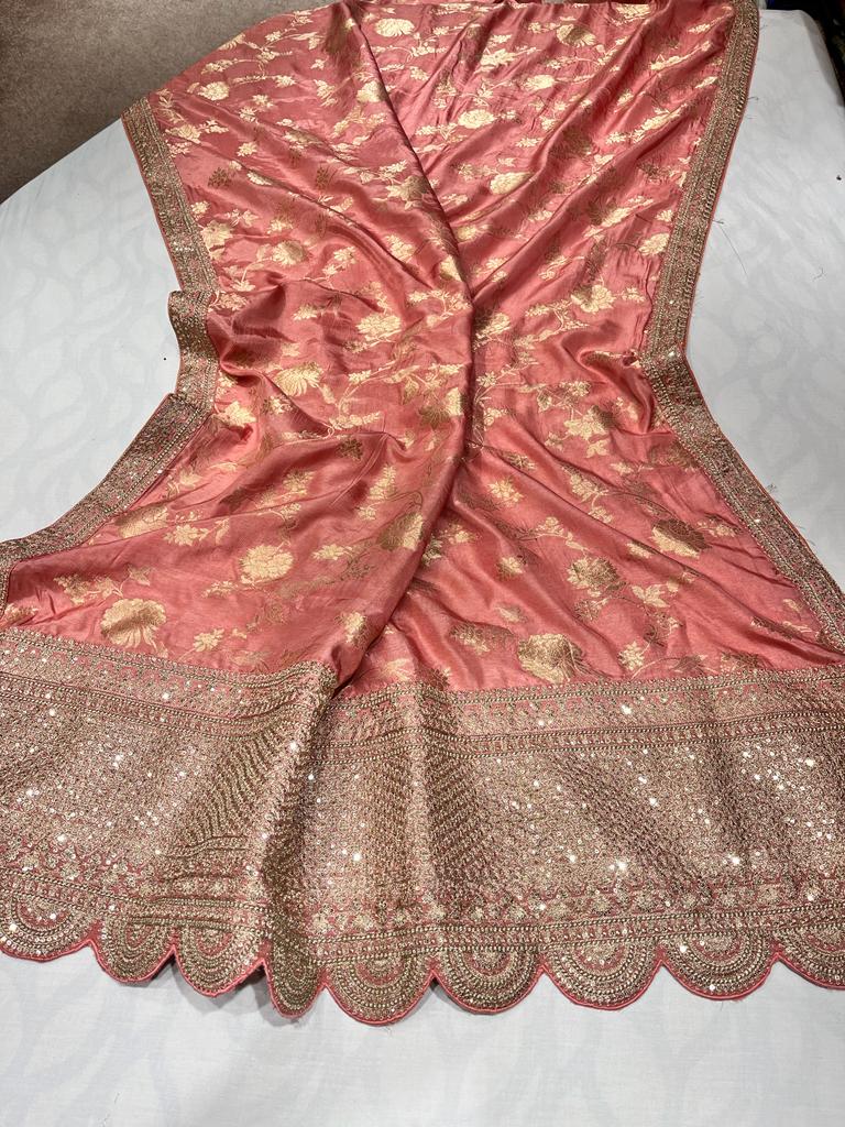 Silk sari zardosi saree - Saffronfashionindia