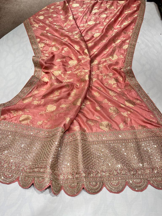 Silk sari zardosi saree - Saffronfashionindia