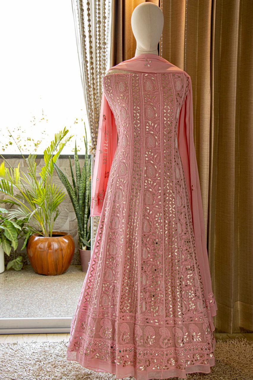 Anarkali inspired gorgette suit - Saffronfashionindia