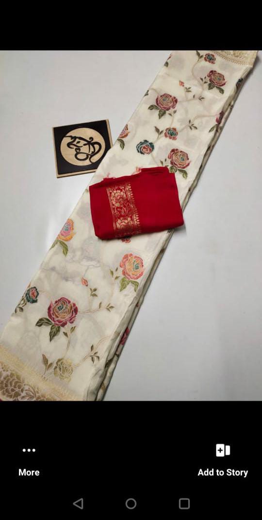 Italian moonga crepe banarsi saree - Saffronfashionindia
