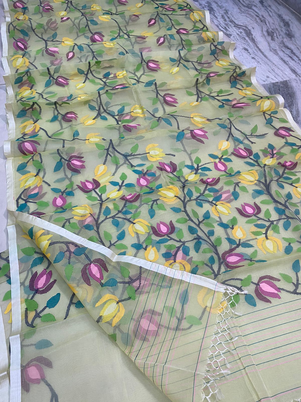 Narni muslin jamdani saree - Saffronfashionindia