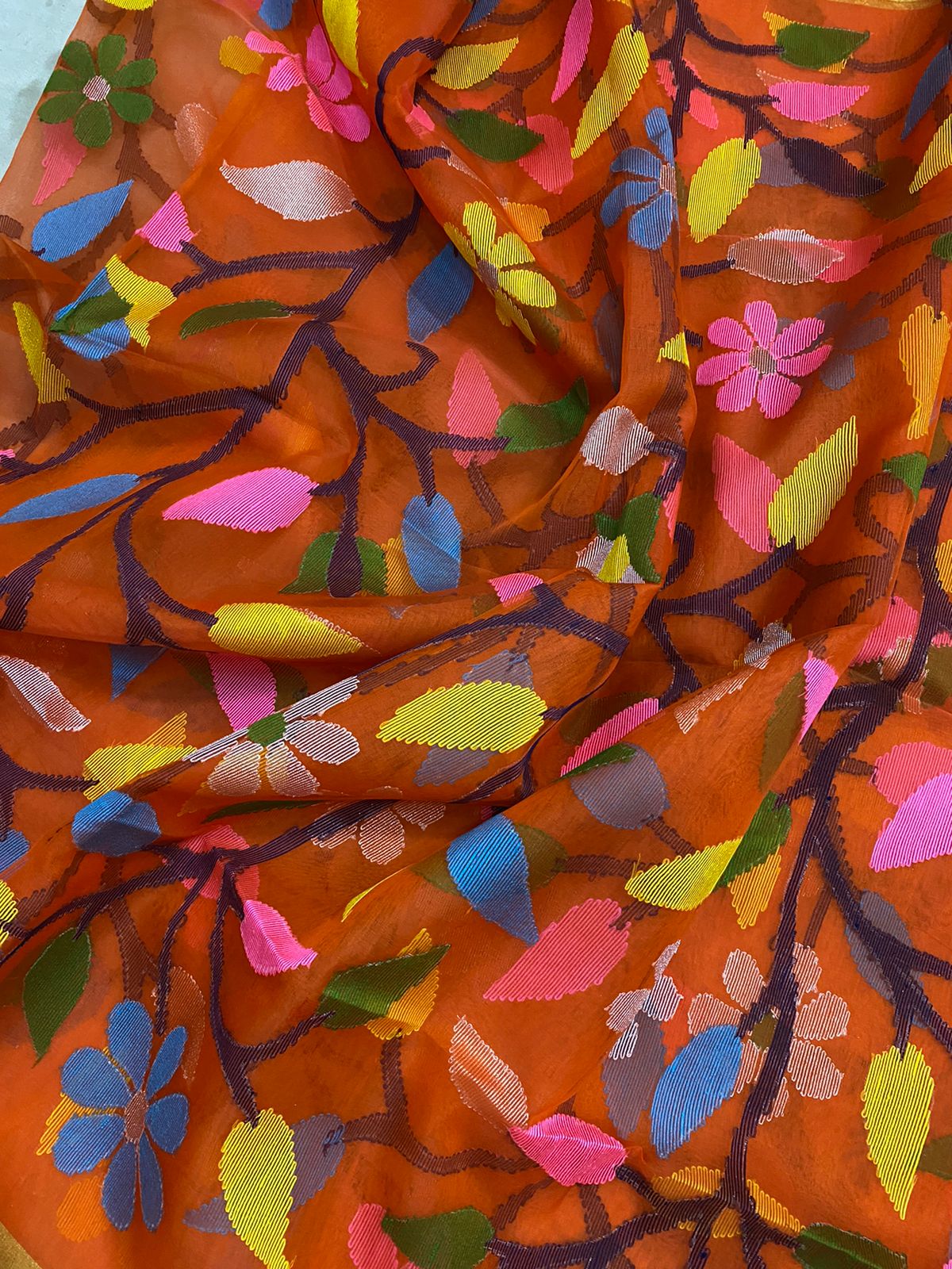 Kaveri muslin saree - Saffronfashionindia